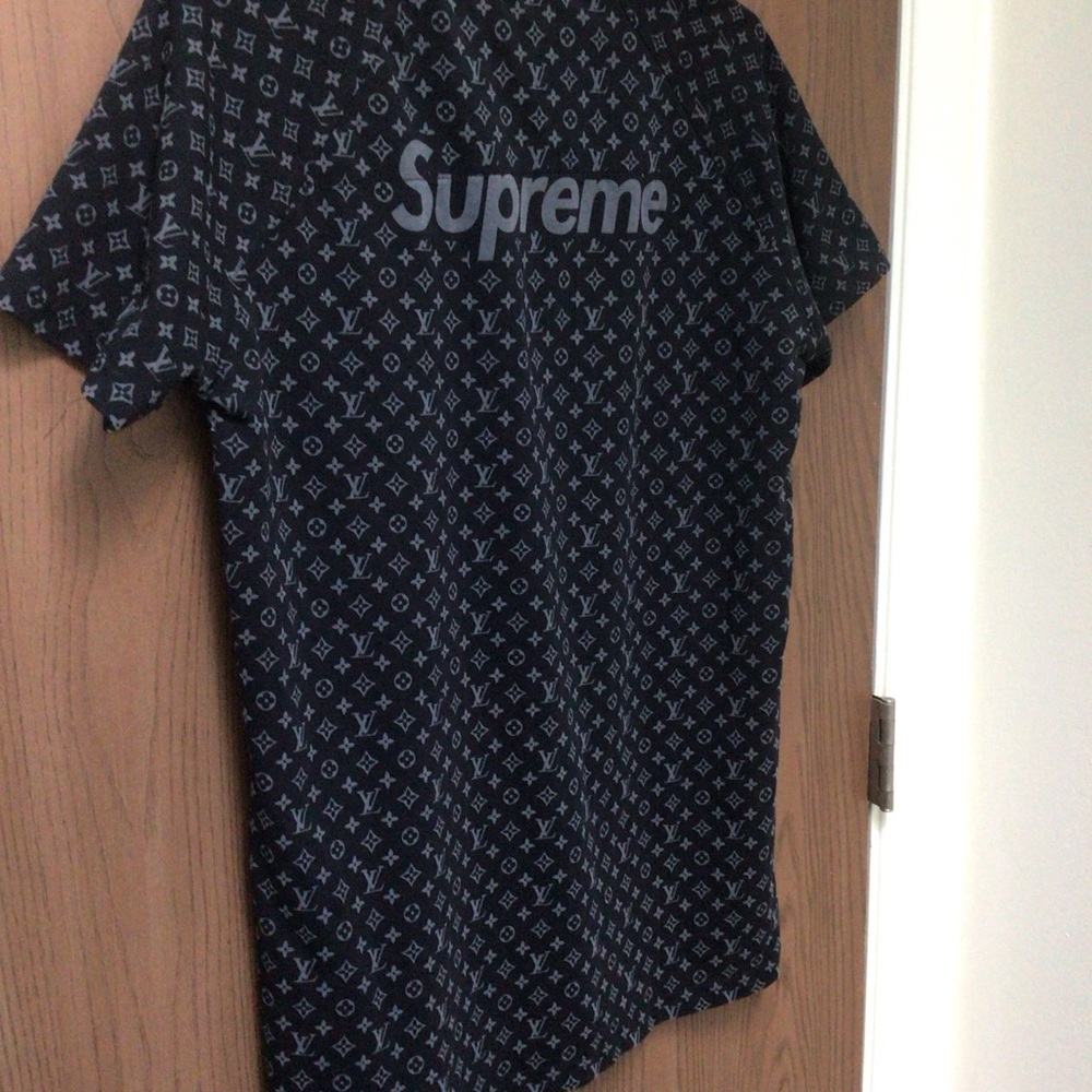 Louis Vuitton black logo women tunic top Supreme cotton, sz L - Picture 13 of 15